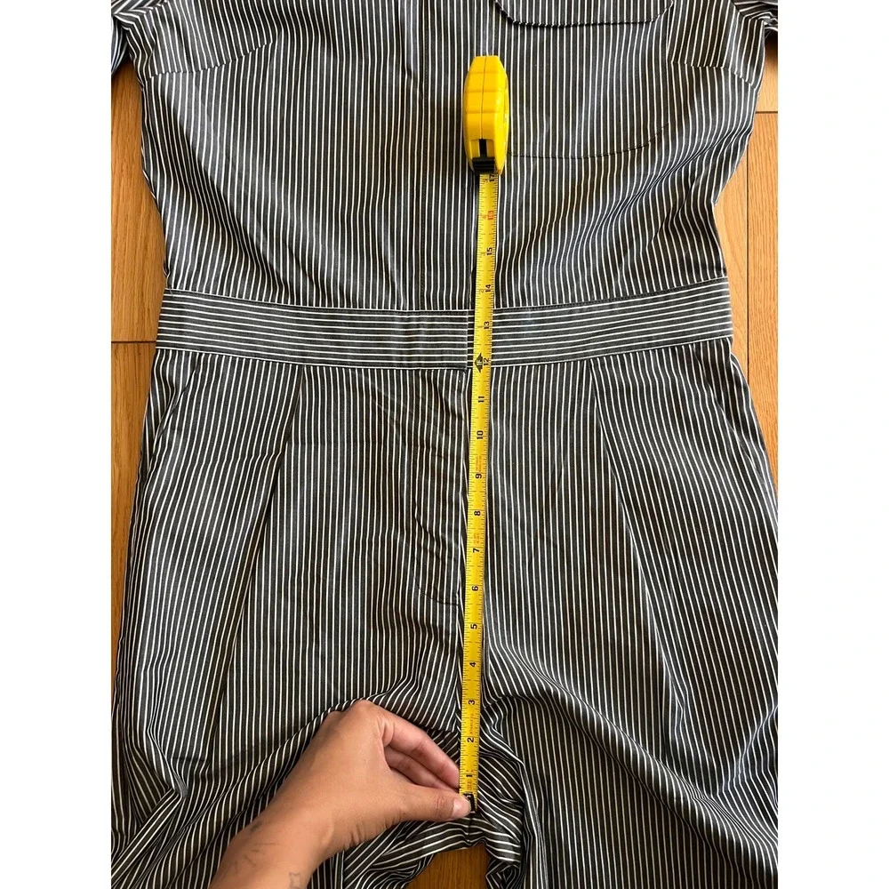 NEW Whistles Black Julia Stripe Boilersuit Jumpsuit Organic Cotton Womens Size 4